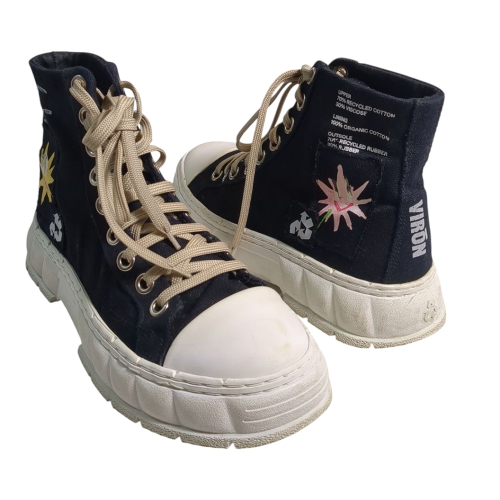 Virón 1982 Pepo Boots Sneakers / Canvas Patch HighTop SZ 8 US - Picture 6 of 8